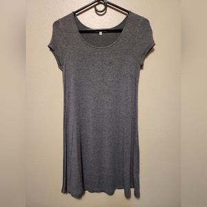 Solid Gray Short Sleeve Shirt Dress